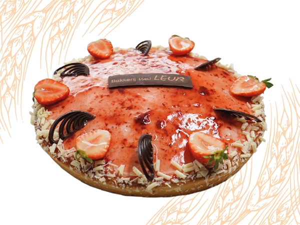 Halve aardbeien bavaroise vlaai&nbsp;6 personen met slagroom